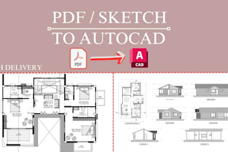 convert PDF or sketch to autocad dwg with accurate scale