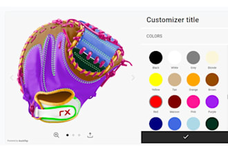 design 2d 3d baseball glove, softball, catcher glove with kickflip configurator
