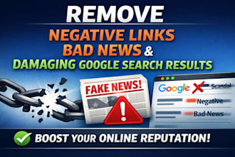 remove negative links, bad news, and damaging google search results