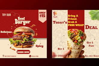 design eye catching food poster and restaurant social media ads