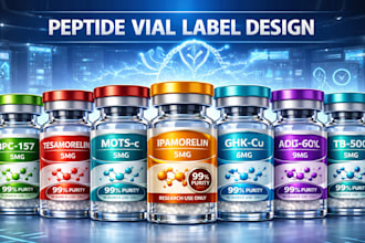 product label design, peptide vial label, premium peptide vial