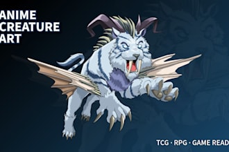 create a collector card creature art in anime style for your tcg or rpg