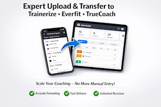 setup upload transfer workout programs trainerize everfit truecoach fast