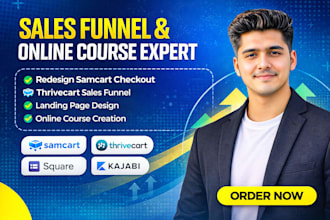 redesign samcart checkout, thrivecart sales funnel, landing page, online course