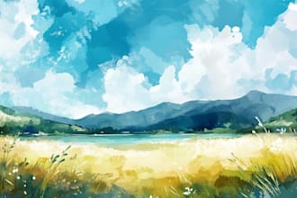 illustrate a watercolor landscape illustration