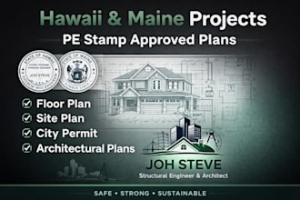 architectural stamp pe stamp city permit in huwaii and maine