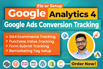 setup google ads, conversion tracking, ga4 ecommerce tracking via GTM