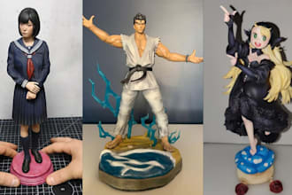 3d print and paint anime figure, miniature painting, action figure resin statue