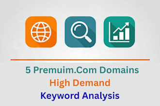 provide 5 premium com domains high demand keyword analysis