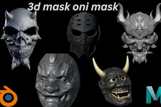 design wearable 3d mask oni mask anime cosplay mask model stl for 3d printing