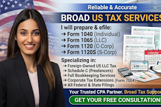 prepare and efile US tax return and US tax filing 1040 1120 1065