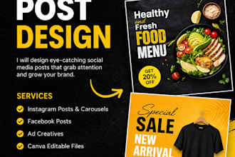 design social media posts, instagram posts and ads