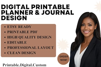 design a stunning digital printable planner or journal