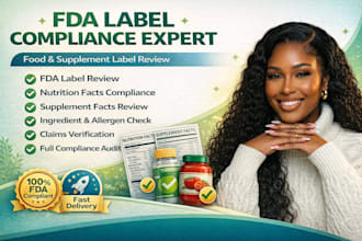 review food product label and dietary supplement label for fda compliance