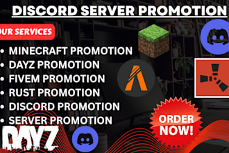 promote minecraft server promotion dayz, rust, fivem, gaming server, discord ad