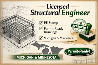 provide licensed structural engineer pe stamp city permit in michigan minnesota