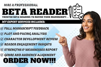 be your beta reader for beta reading, manuscript feedback and critique