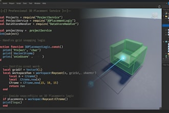 script a custom roblox 3d placement system, luau service, and game script
