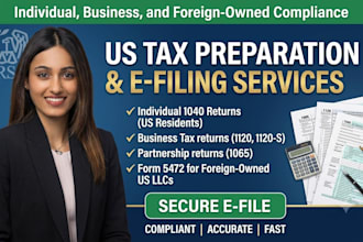efile US tax returns for individual and business 1040, 1120, 1065 5472