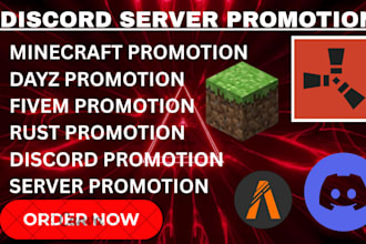 promote your gaming minecraft server, rust, dayz, fivem server discord promotion
