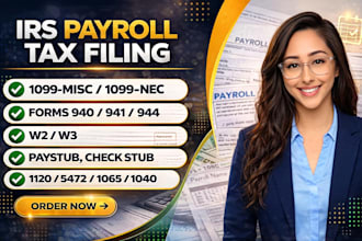 prepare and efile irs payroll tax forms 1099 nec, 940, 941, w2 and w3