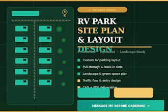 design rv park site plan, rv parking layout and landscape design