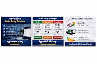 deliver professional typing and data entry work