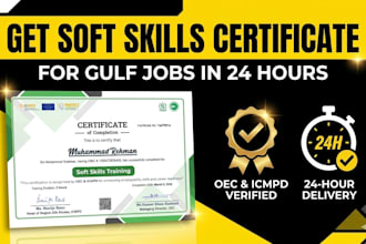 provide professional soft skills certificate for overseas jobs oec approved