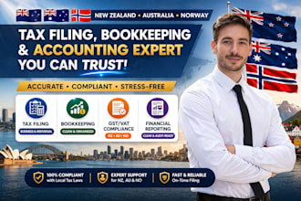 handle new zealand, australia and norway tax filing, bookkeeping and accounting
