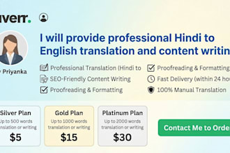 do professional hindi to english translation and content writing