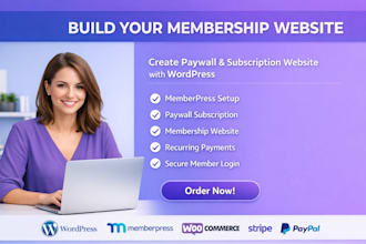 build wordpress paywall paid membership, subscription website for your business