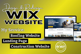 design wix roofing website redesign construction website, landing page and SEO