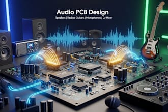 do pcb design for audio devices, speakers, radios, guitars microphones, dj mixer
