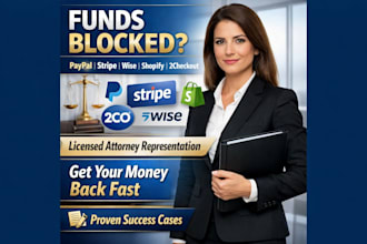 release your blocked funds from paypal, wise, stripe, etc