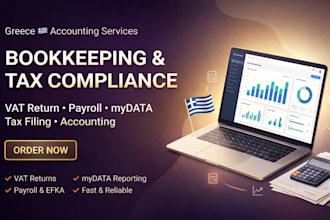 do greece bookkeeping, vat return payroll tax filing and mydata compliance