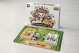 design educational card game, flashcards, kids card illustration, box layout