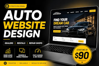 design auto dealer website, car rental website or auto repair website