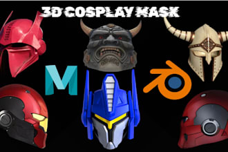 sculpt 3d cosplay mask, anime mask, oni mask, horror mask printable stl file