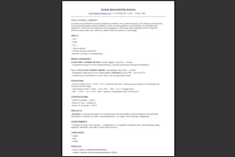 create a professional ats resume for freshers