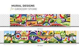 do custom wall art, mural art, wallpaper design for restaurant, store or office