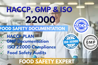 create haccp food safety plan, gmp and iso 22000 documentation