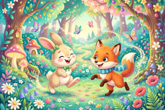 create kids storybook illustrations and characters