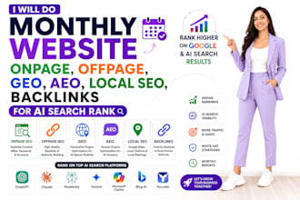 do monthly website onpage offpage GEO aeo local SEO backlinks for ai search rank