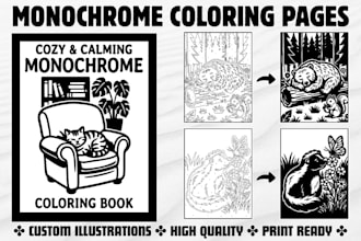 create custom monochrome coloring pages for amazon KDP