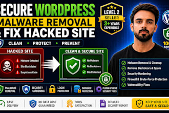 secure wordpress website and do malware removal or fix hacked site