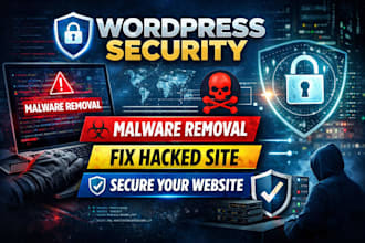 secure wordpress website and do malware removal or fix hacked site