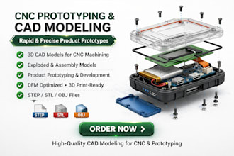 design 3d cad models for cnc prototyping and product prototyping