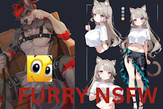 draw furry art, fursona, furry oc, reference sheet nsfw or sfw illustration