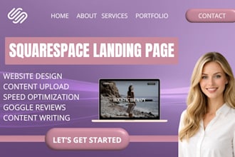 design or redesign custom squarespace landing page website development