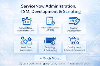 provide complete servicenow solutions itsm,admin,scripting,development,workflows